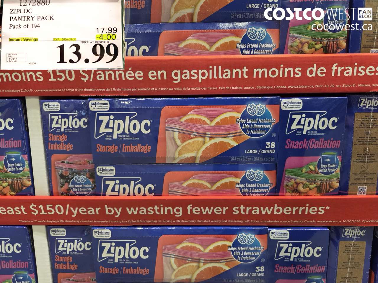 1272880 ZIPLOC PANTRY PACK PACK OF 194 ($4.00 INSTANT SAVINGS EXPIRES ON 2026-08-30) $13.99