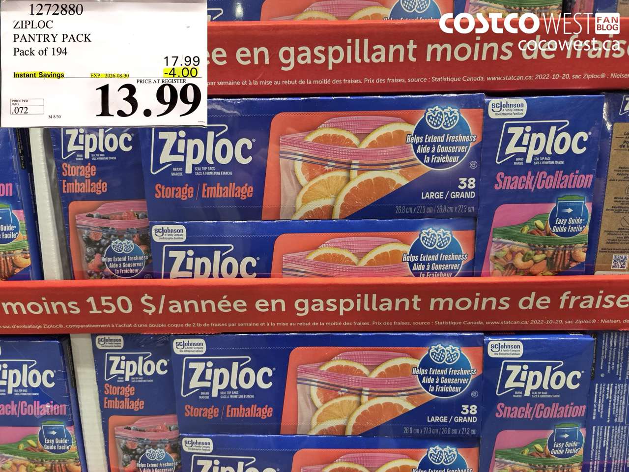 1272880 ZIPLOC PANTRY PACK PACK OF 194 ($4.00 INSTANT SAVINGS EXPIRES ON 2026-08-30) $13.99
