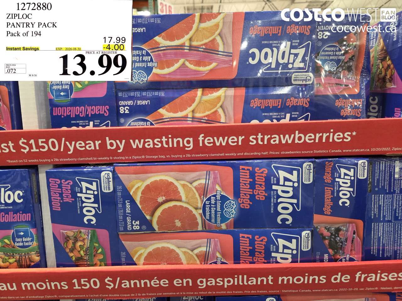 1272880 ZIPLOC PANTRY PACK PACK OF 194 ($4.00 INSTANT SAVINGS EXPIRES ON 2026-08-30) $13.99