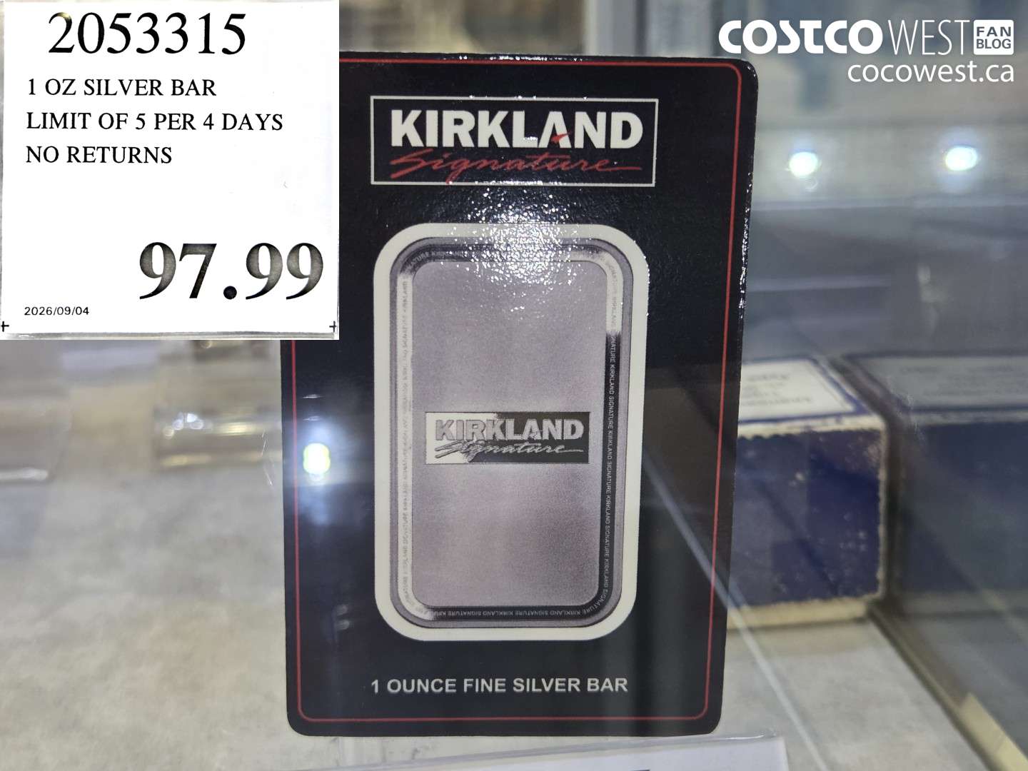 2053315 1 OZ SILVER BAR $97.99