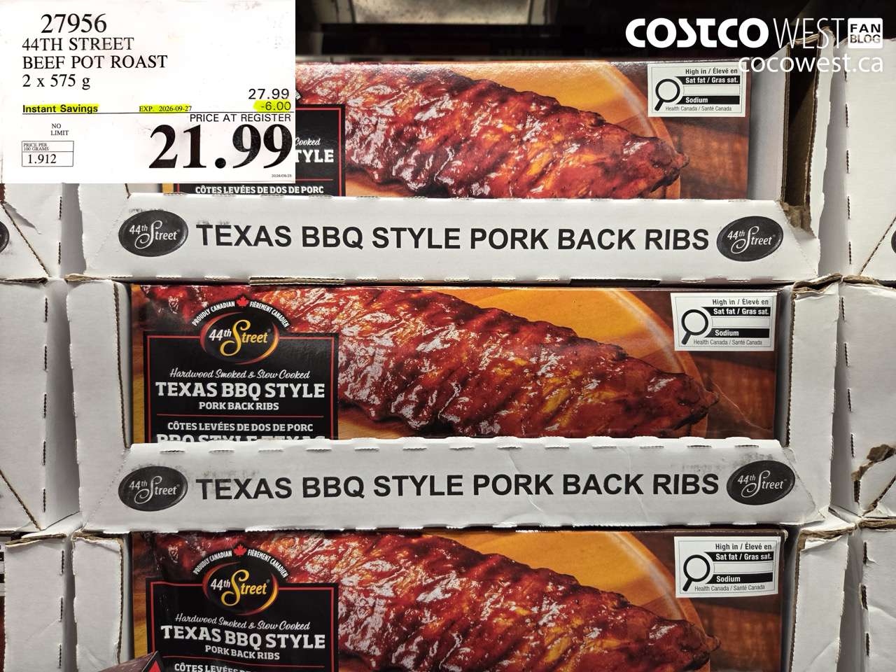 27956 44TH STREET BEEF POT ROAST 2 X 575 G ($6.00 INSTANT SAVINGS EXPIRES ON 2026-09-27) $21.99