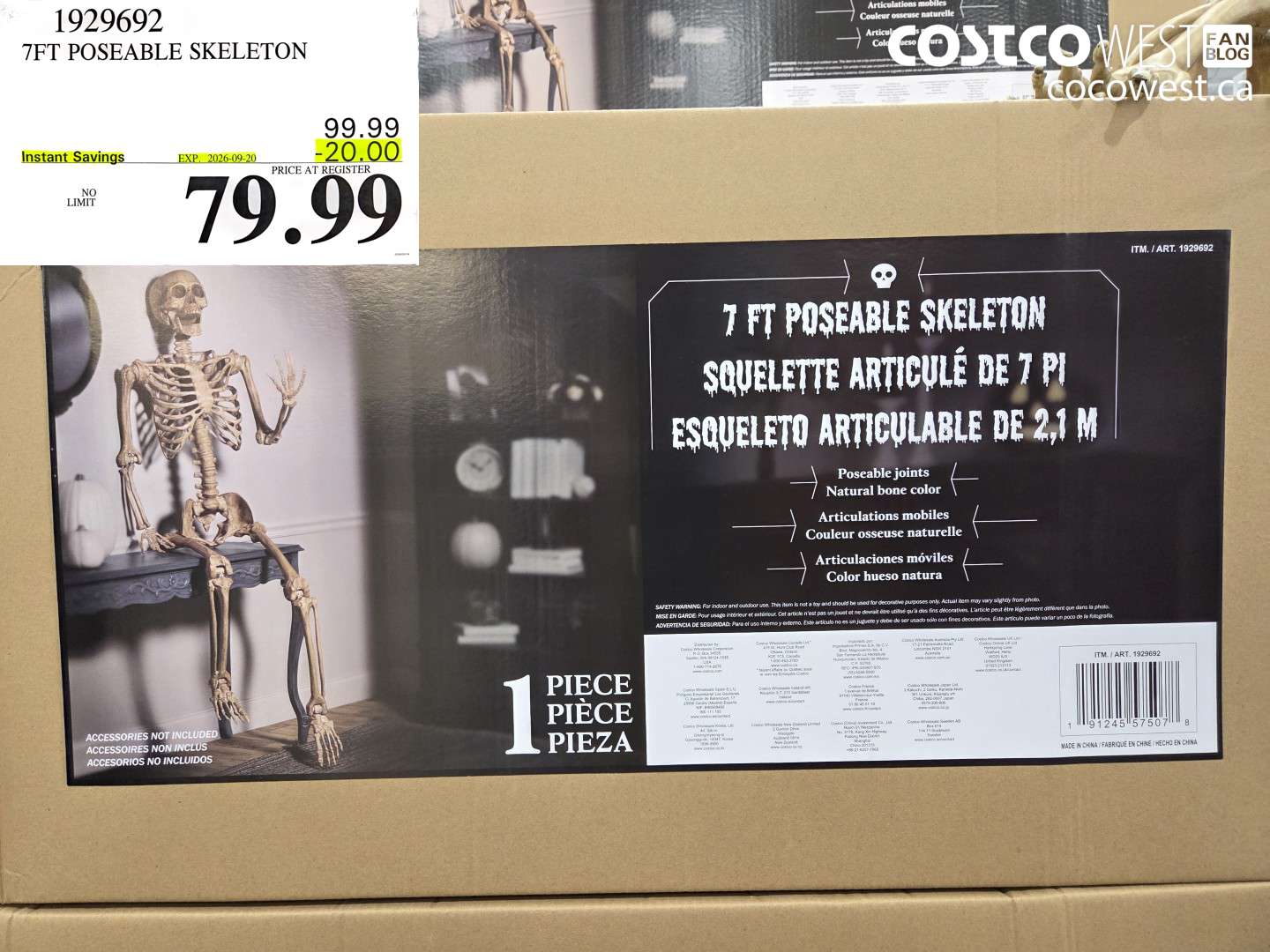 1929692 7FT POSEABLE SKELETON ($20.00 INSTANT SAVINGS EXPIRES ON 2026-09-20) $79.99