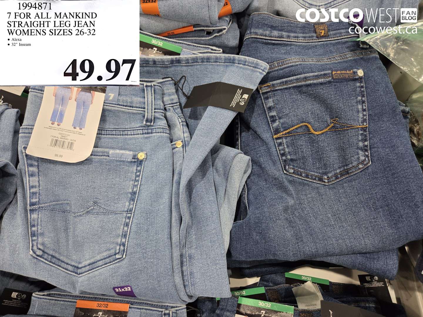 1994871 7 FOR ALL MANKIND STRAIGHT LEG JEAN WOMENS SIZES 26-32 $49.97