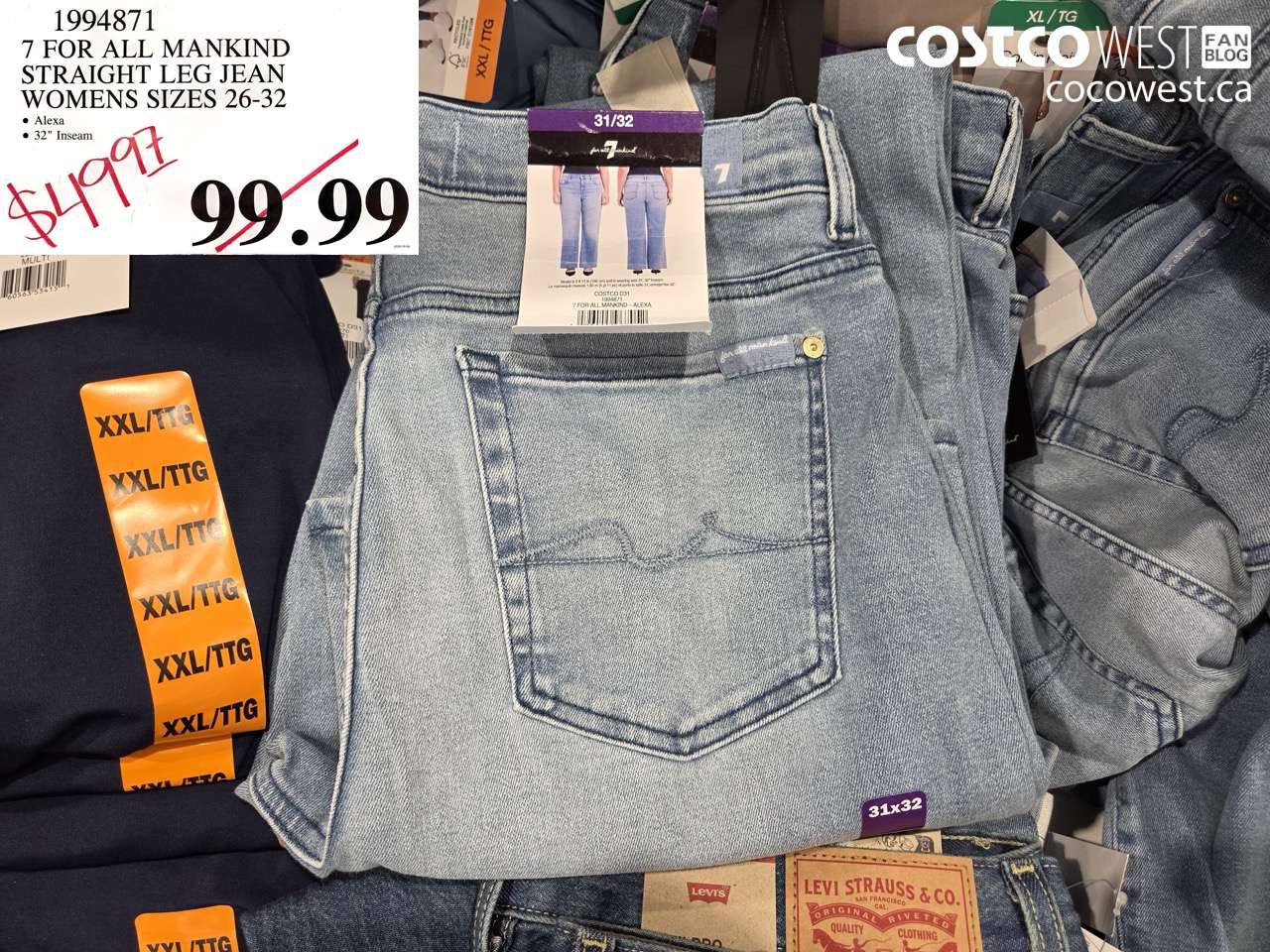 1994871 7 FOR ALL MANKIND STRAIGHT LEG JEAN WOMENS SIZES 26-32 $49.97