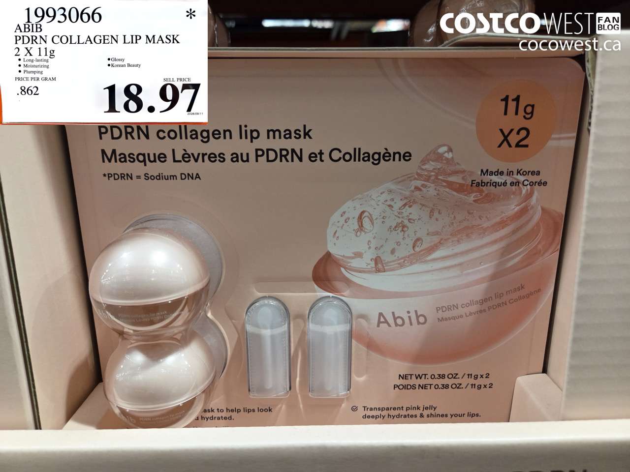1993066 ABIB PDRN COLLAGEN LIP MASK 2 X 11G $18.97