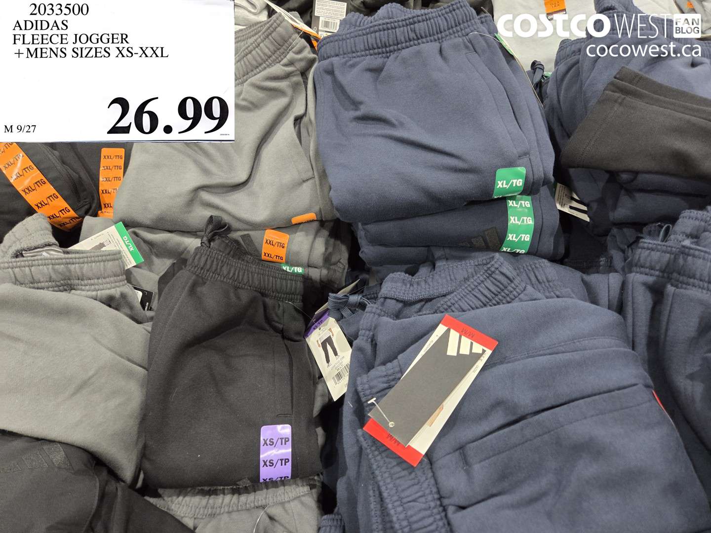 2033500 ADIDAS FLEECE JOGGER MENS SIZES XS-XXL $26.99