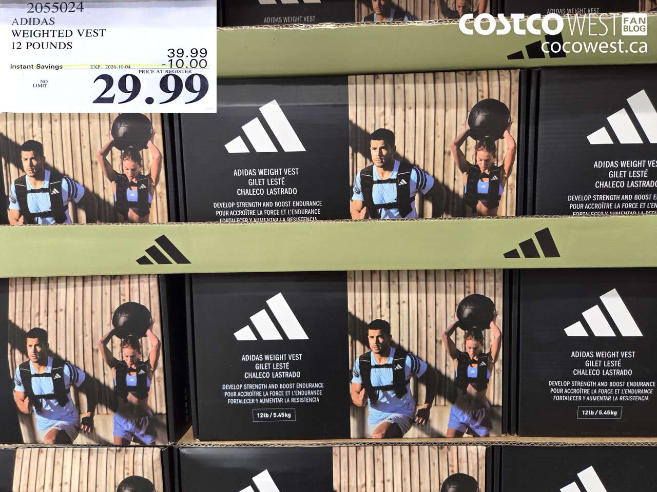 2055024 ADIDAS WEIGHTED VEST 12 POUNDS ($10.00 INSTANT SAVINGS EXPIRES ON 2026-10-04) $29.99