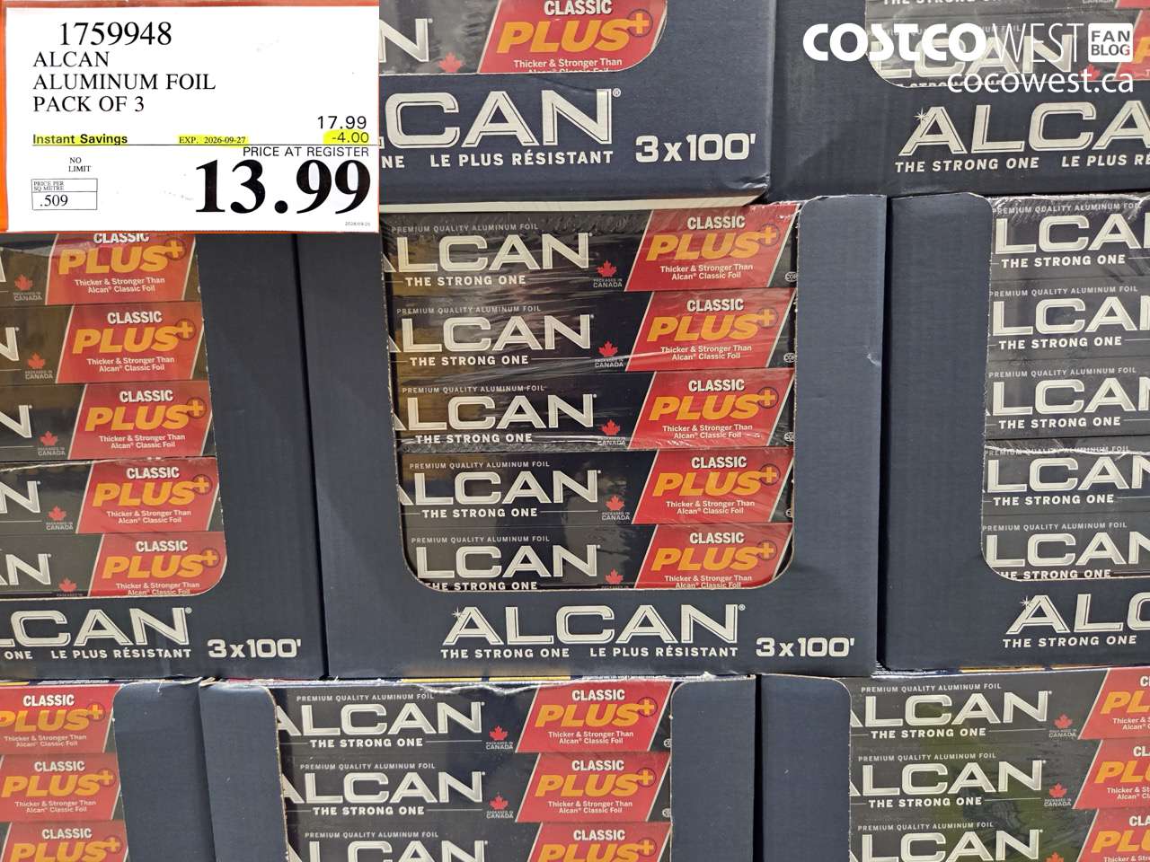 1759948 ALCAN ALUMINUM FOIL PACK OF 3 ($4.00 INSTANT SAVINGS EXPIRES ON 2026-09-27) $13.99