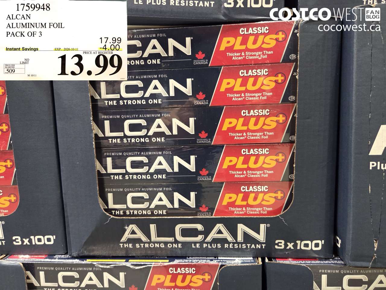 1759948 ALCAN ALUMINUM FOIL PACK OF 3 ($4.00 INSTANT SAVINGS EXPIRES ON 2026-10-11) $13.99
