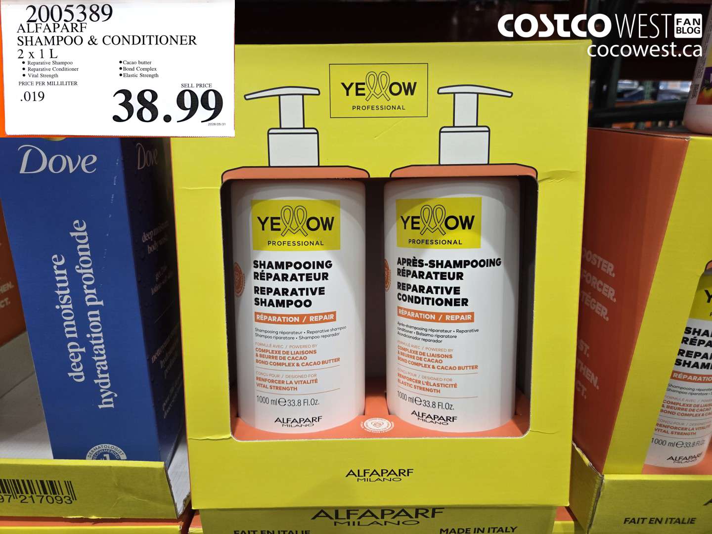 2005389 ALFAPARF SHAMPOO & CONDITIONER 2 X 1 L $38.99