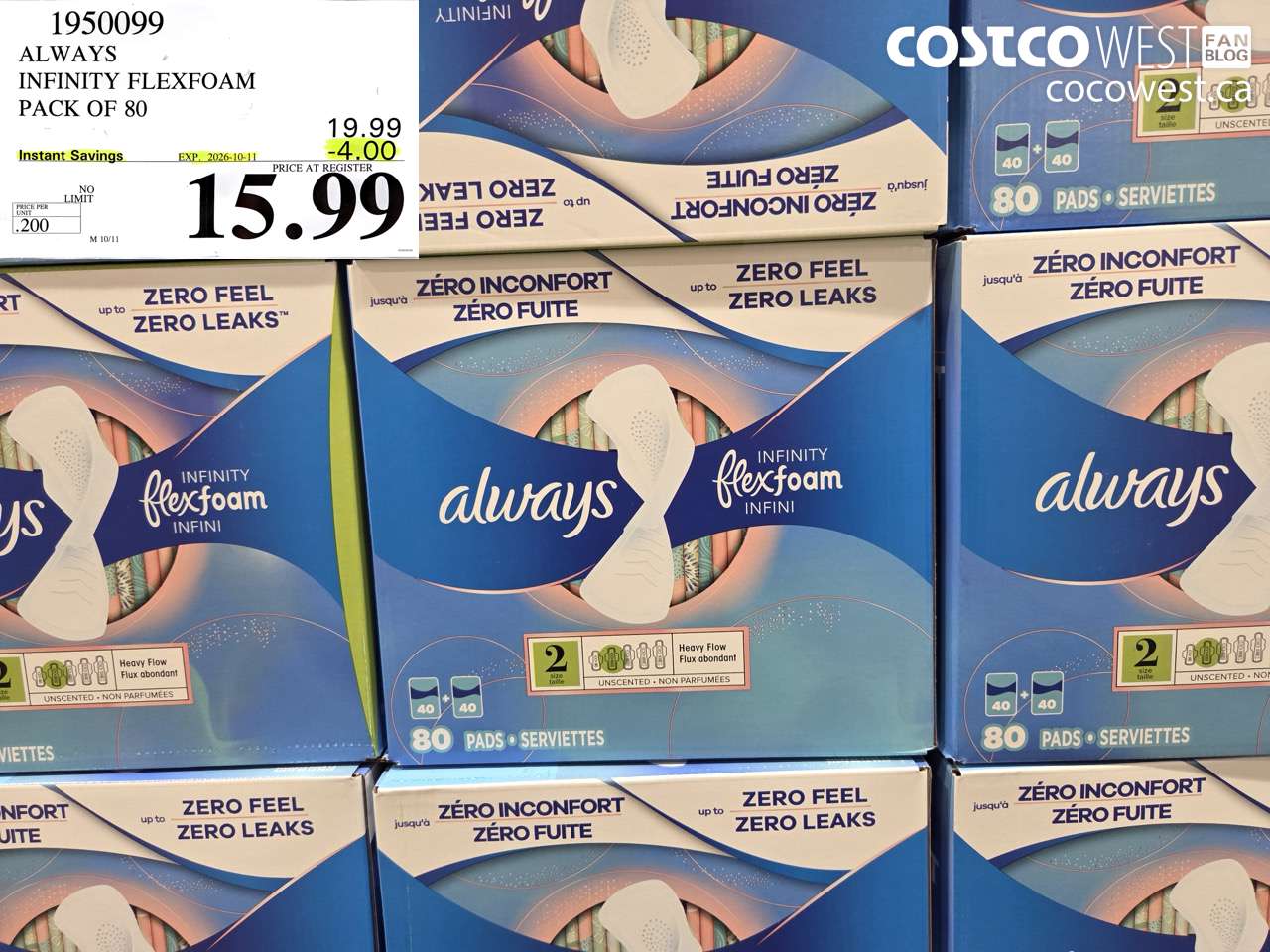 1950099 ALWAYS INFINITY FLEXFOAM PACK OF 80 ($4.00 INSTANT SAVINGS EXPIRES ON 2026-10-11) $15.99