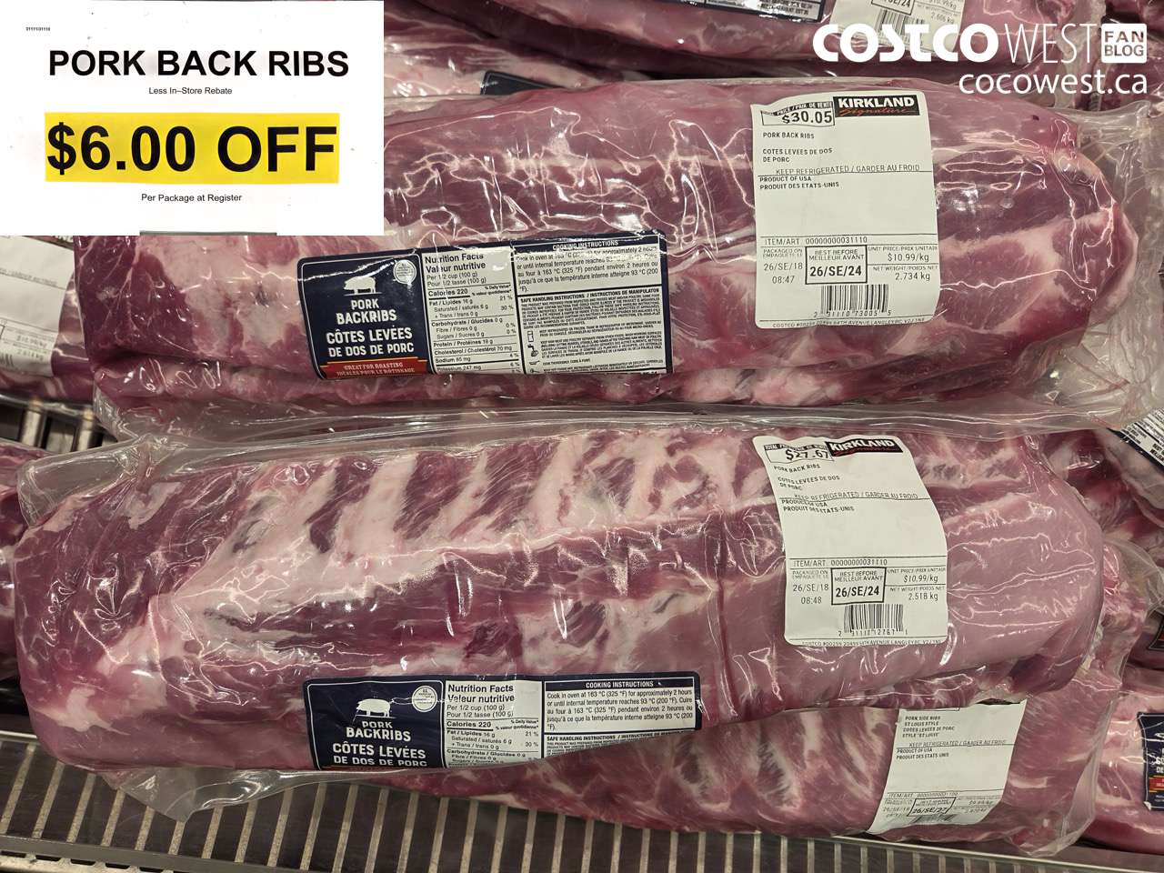 31111 (AND 31110) PORK BACK RIBS ($6.00 INSTANT SAVINGS)