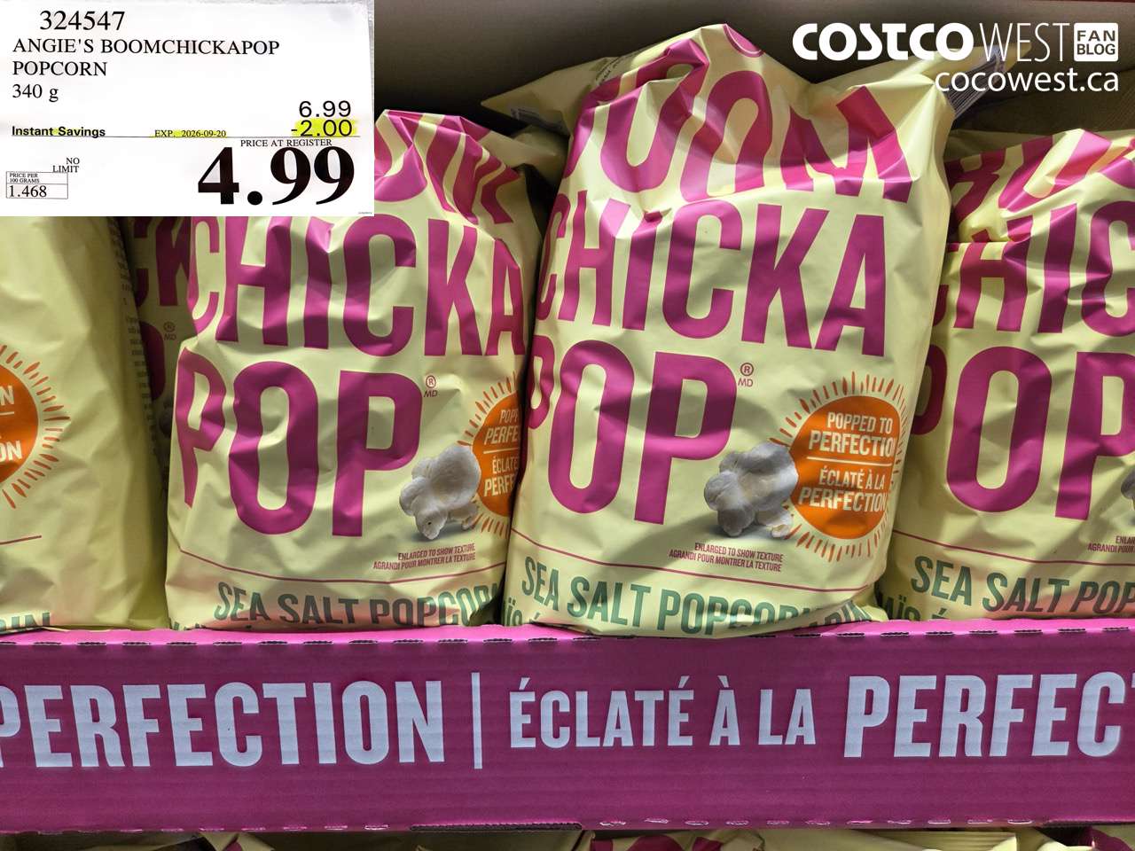324547 ANGIE'S BOOMCHICKAPOP POPCORN 340 G ($2.00 INSTANT SAVINGS EXPIRES ON 2026-09-20) $4.99
