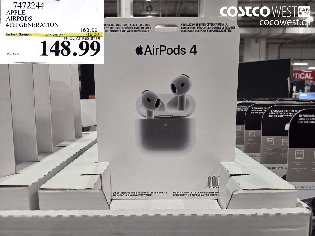 7472244 APPLE AIRPODS 4TH GENERATION ($15.00 INSTANT SAVINGS EXPIRES ON 2026-09-07) $148.99