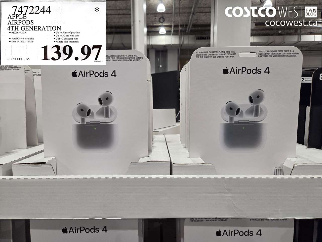 7472244 APPLE AIRPODS 4TH GENERATION $139.97