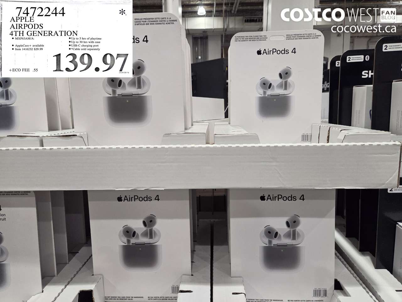 7472244 APPLE AIRPODS 4TH GENERATION $139.97