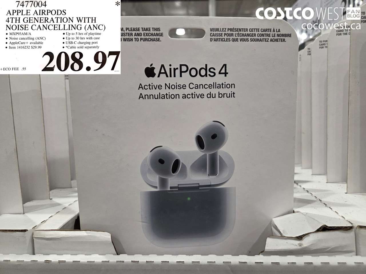 7477004 APPLE AIRPODS 4TH GENERATION WITH NOISE CANCELLING (ANC) $208.97