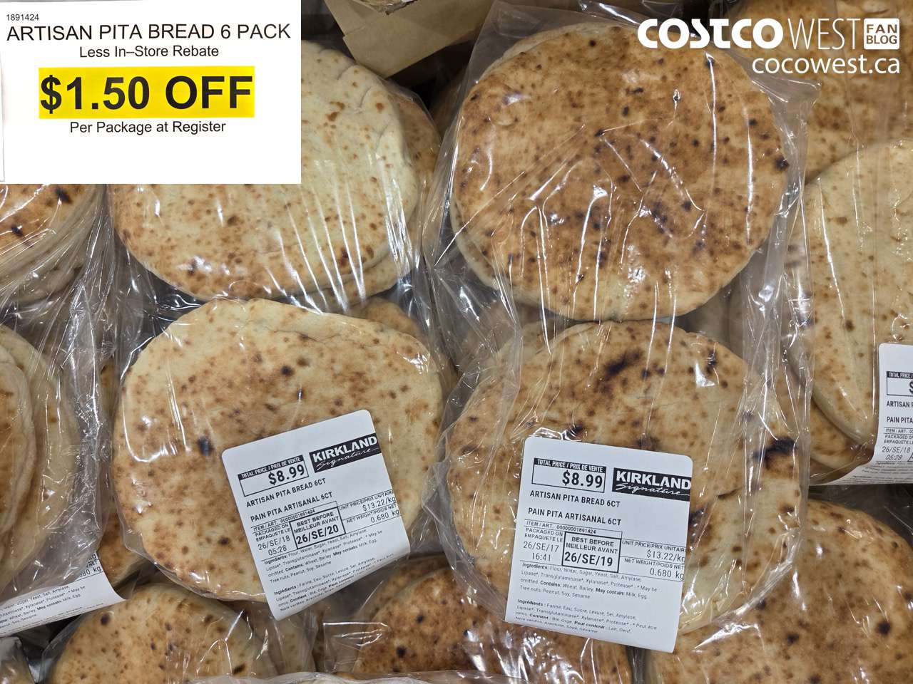 1891424 ARTISAN PITA BREAD 6 PACK ($1.50 INSTANT SAVINGS)