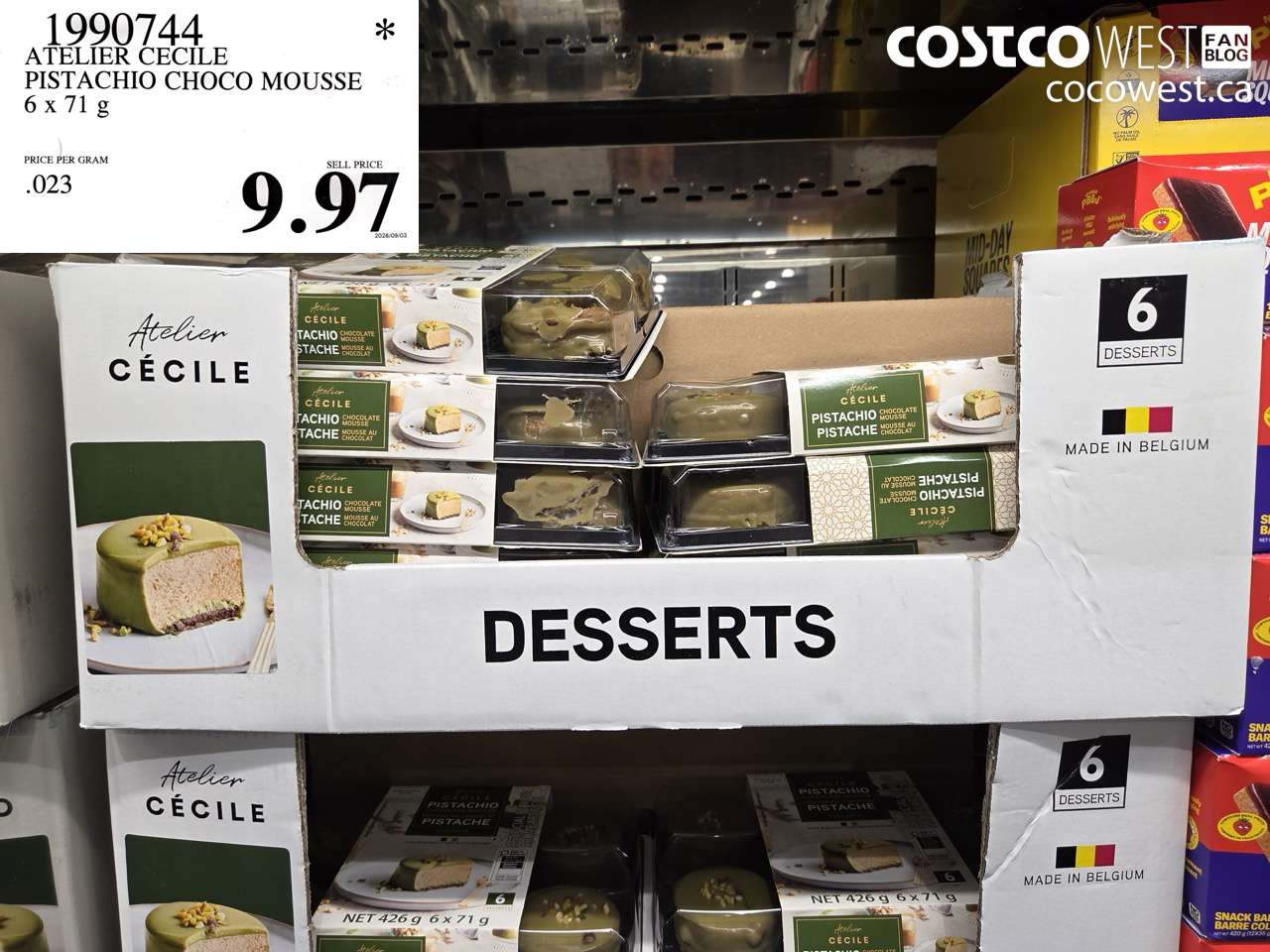 1990744 ATELIER CECILE PISTACHIO CHOCO MOUSSE 6 X 71 G $9.97