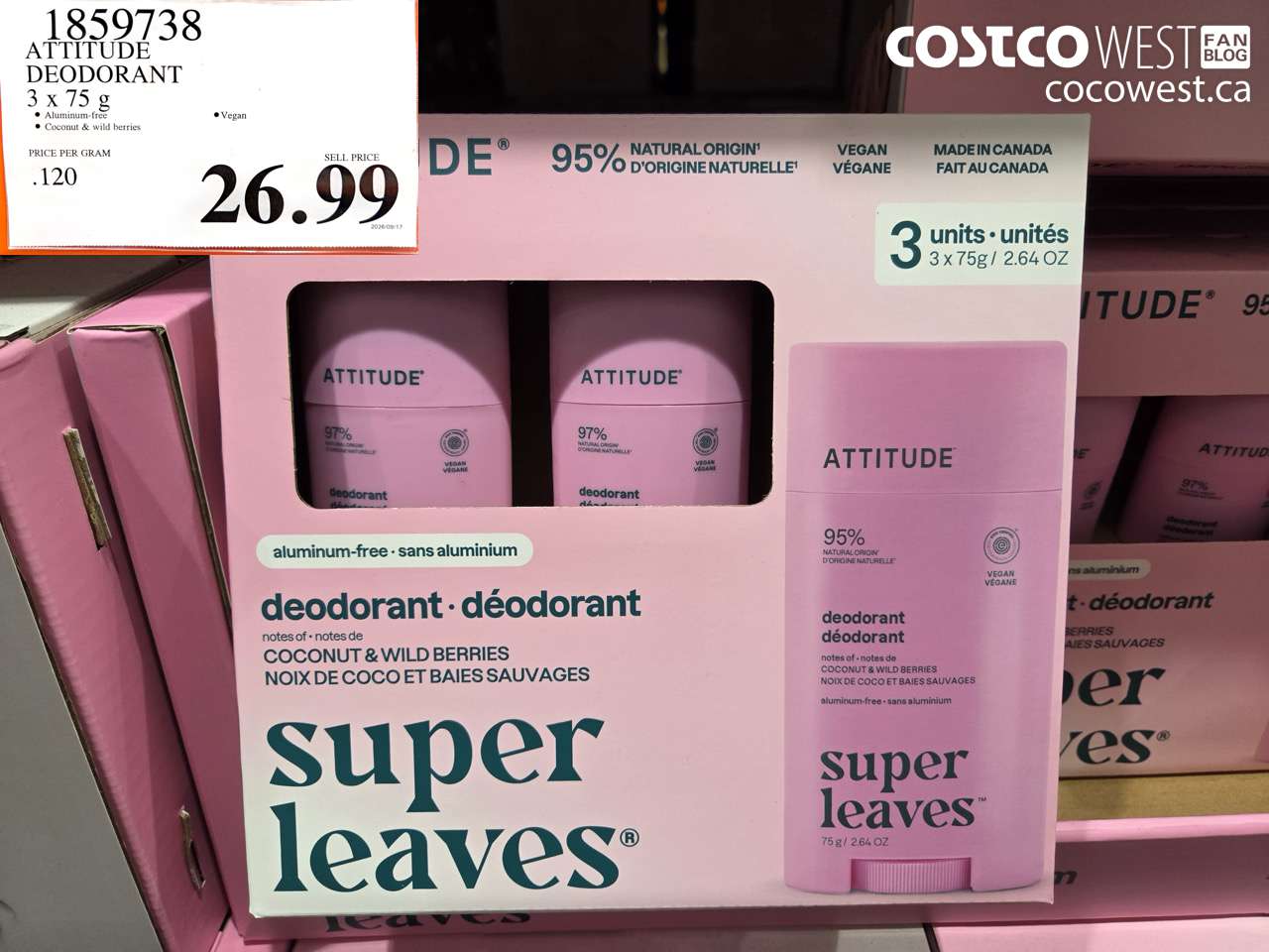 1859738 ATTITUDE DEODORANT 3 X 75 G $26.99