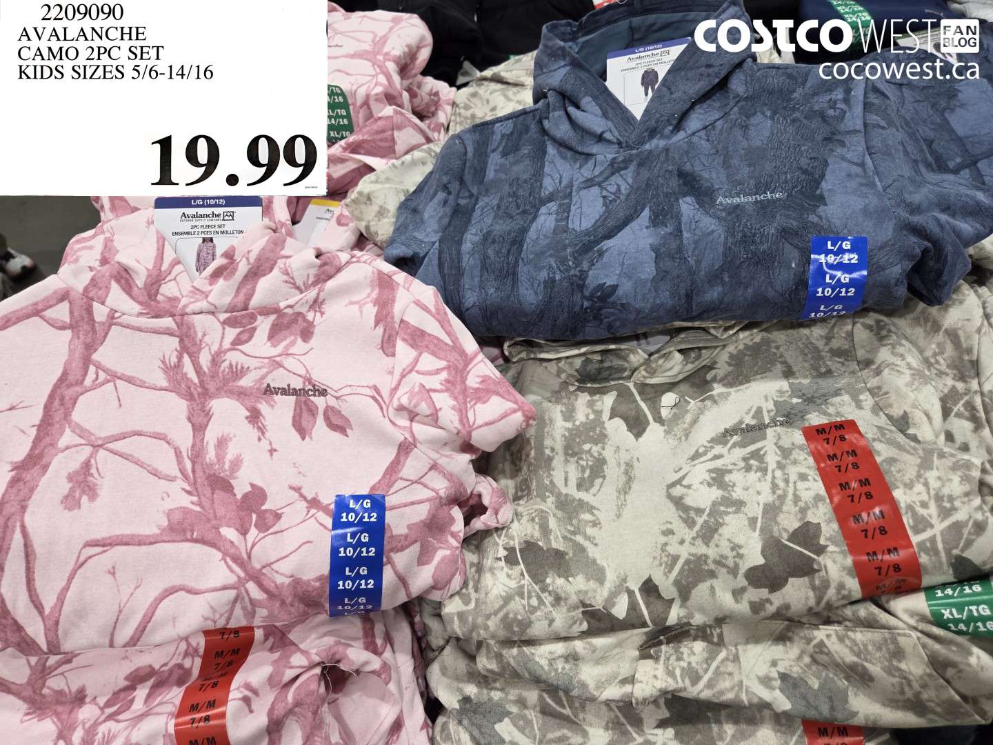 2209090 AVALANCHE CAMO 2PC SET KIDS SIZES 5/6-14/16 $19.99