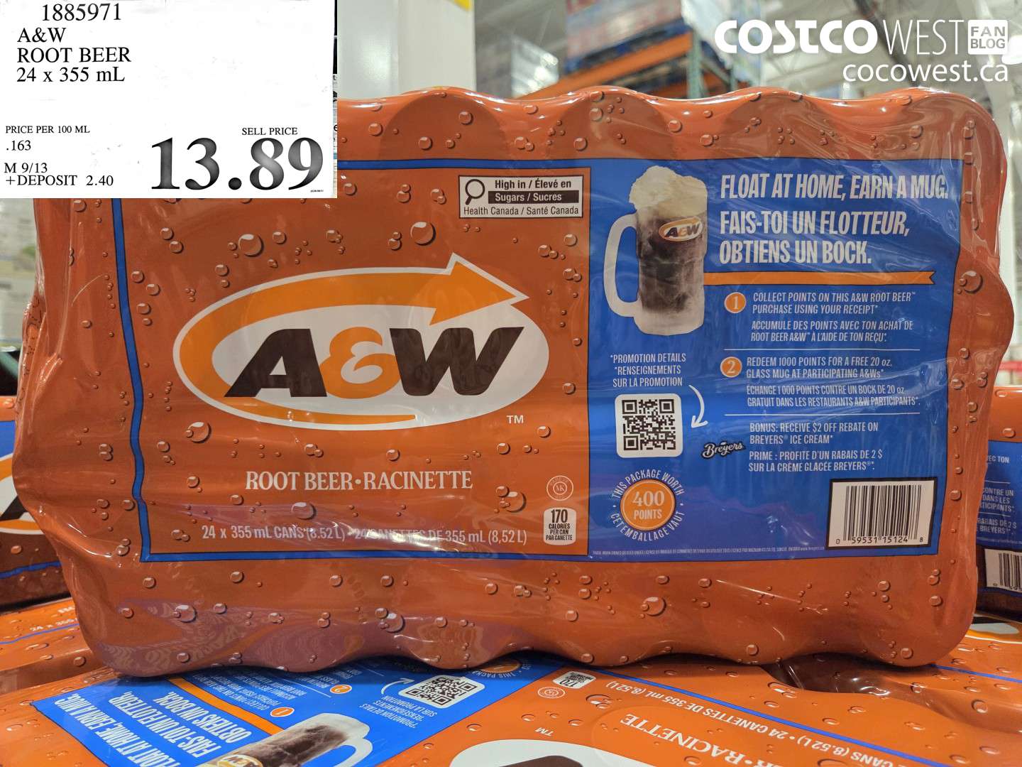 1885971 A&W ROOT BEER 24 X 355 ML $13.89