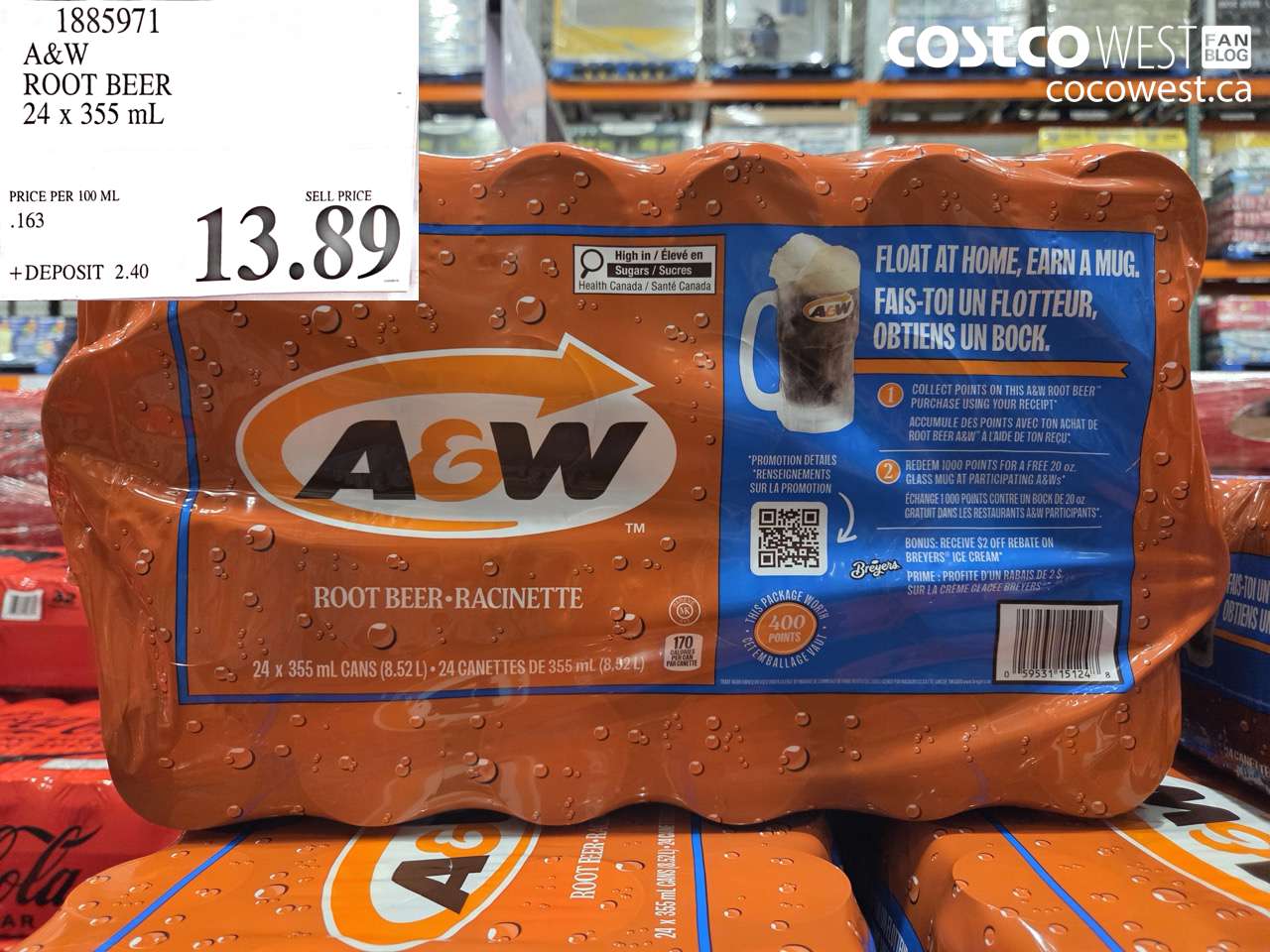 1885971 A&W ROOT BEER 24 X 355 ML $13.89