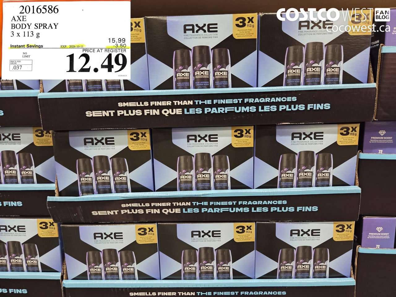 2016586 AXE BODY SPRAY 3 X 113 G ($3.50 INSTANT SAVINGS EXPIRES ON 2026-10-11) $12.49