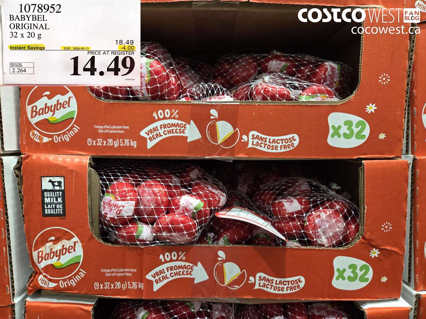 1078952 BABYBEL ORIGINAL 32 X 20 G ($4.00 INSTANT SAVINGS EXPIRES ON 2026-09-13) $14.49