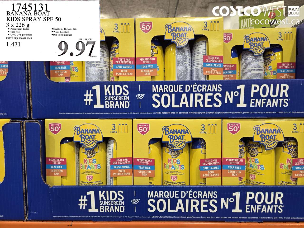1745131 BANANA BOAT KIDS SPRAY SPF 50 3 X 226 G $9.97