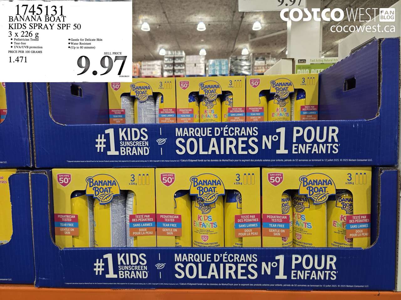 1745131 BANANA BOAT KIDS SPRAY SPF 50 3 X 226 G $9.97
