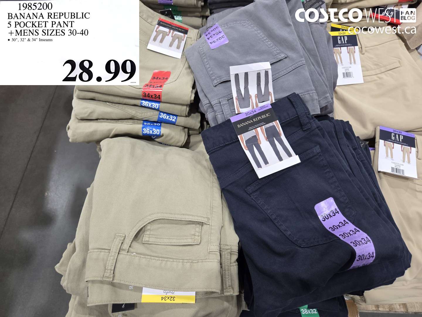1985200 BANANA REPUBLIC 5 POCKET PANT MENS SIZES 30-40 $28.99