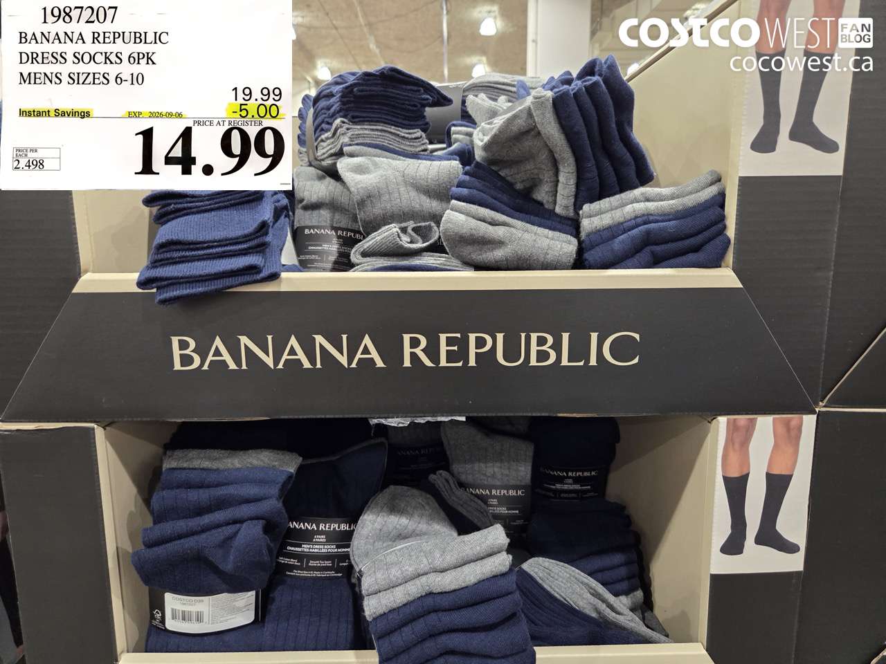 1987207 BANANA REPUBLIC DRESS SOCKS 6PK MENS SIZES 6-10 ($5.00 INSTANT SAVINGS EXPIRES ON 2026-09-06) $14.99