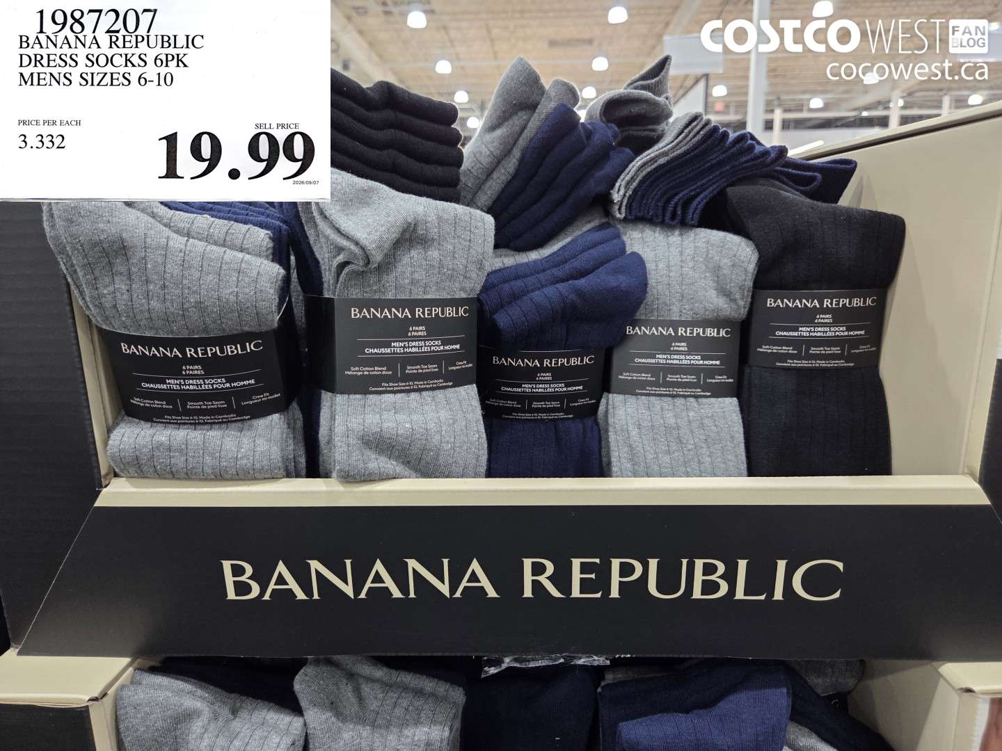 1987207 BANANA REPUBLIC DRESS SOCKS 6PK MENS SIZES 6-10 $19.99