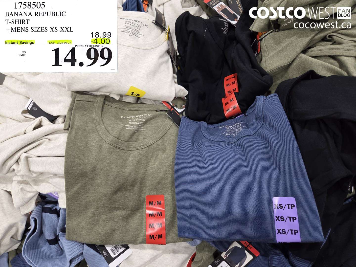 1758505 BANANA REPUBLIC T-SHIRT +MENS SIZES XS-XXL ($4.00 INSTANT SAVINGS EXPIRES ON 2026-09-27) $14.99