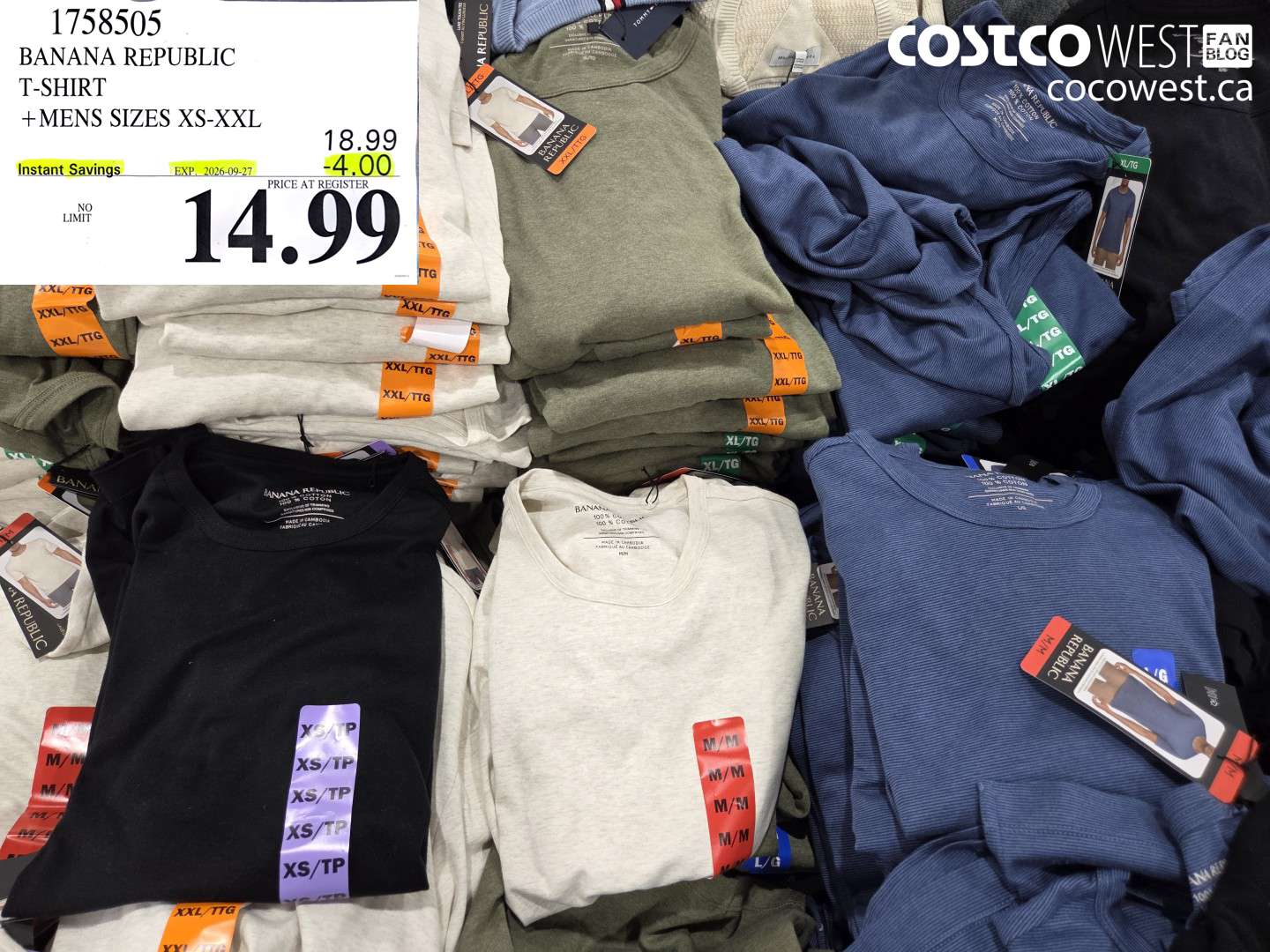 1758505 BANANA REPUBLIC T-SHIRT MENS SIZES XS-XXL ($4.00 INSTANT SAVINGS EXPIRES ON 2026-09-27) $14.99