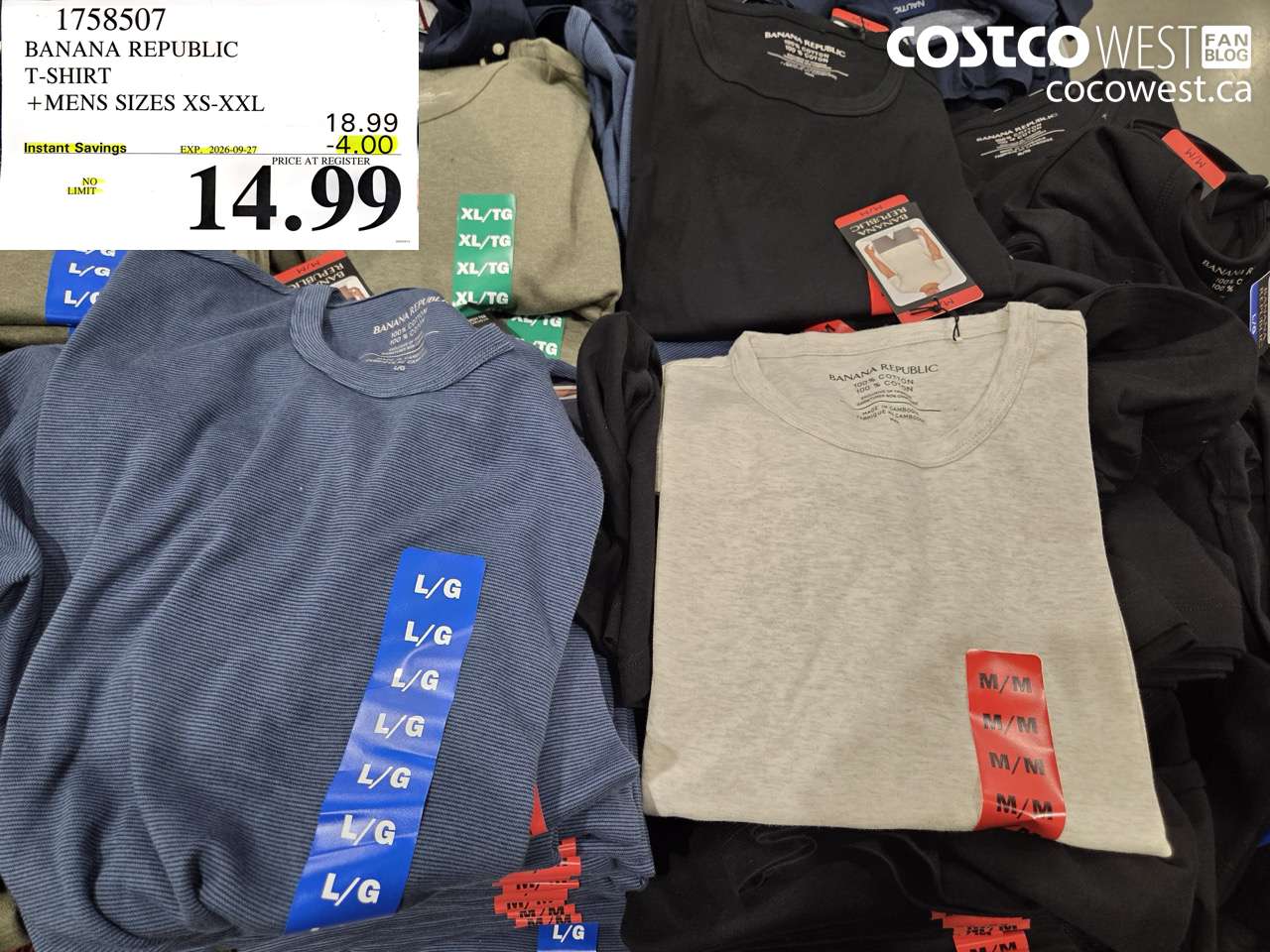 1758507 BANANA REPUBLIC T-SHIRT MENS SIZES XS-XXL ($4.00 INSTANT SAVINGS EXPIRES ON 2026-09-27) $14.99