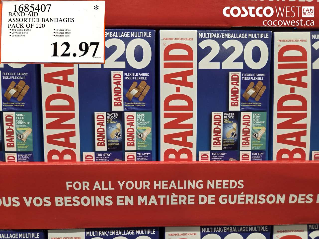 1685407 BAND-AID ASSORTED BANDAGES PACK OF 220 $12.97