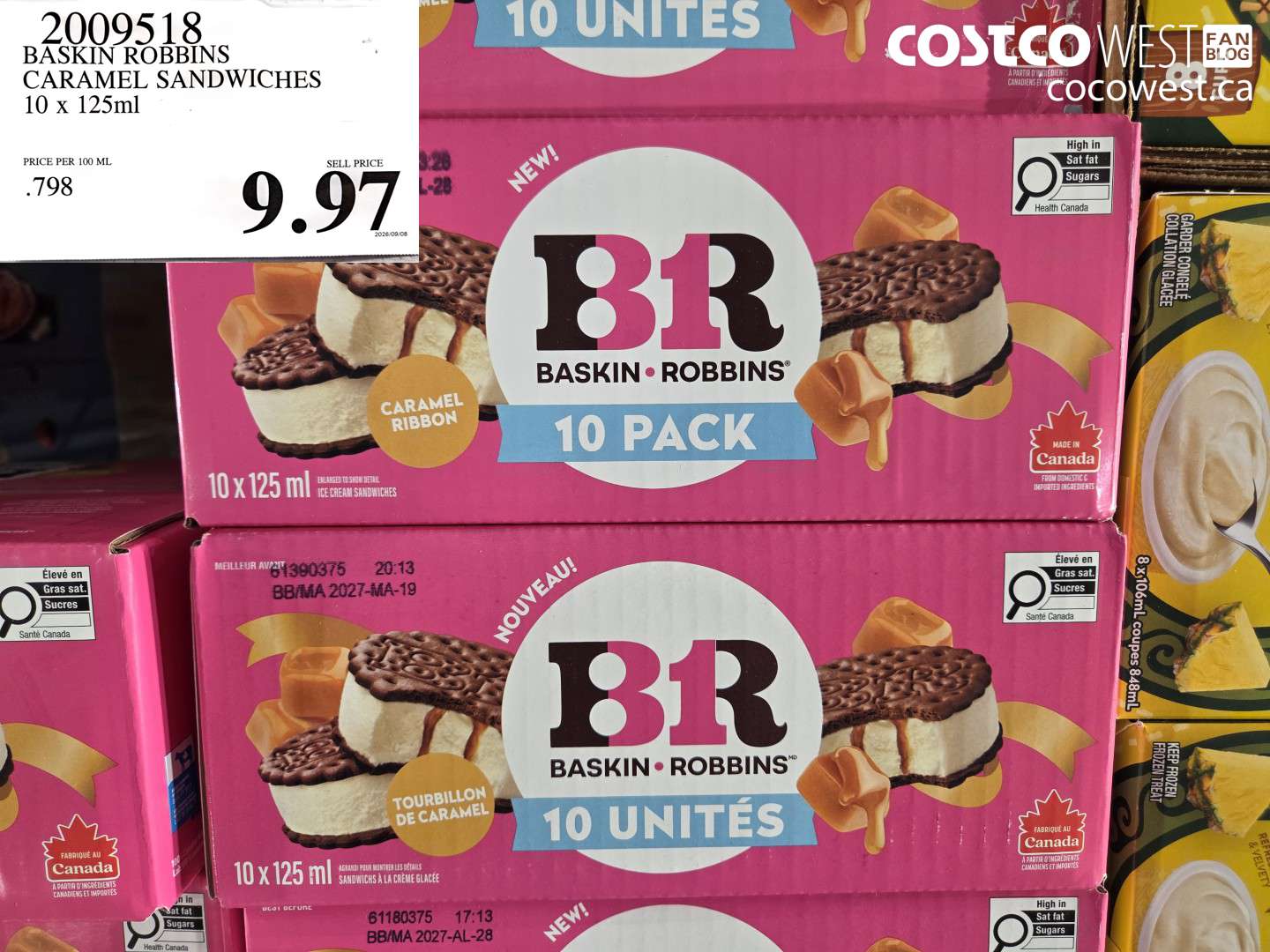 2009518 BASKIN ROBBINS CARAMEL SANDWICHES 10 X 125ML $9.97