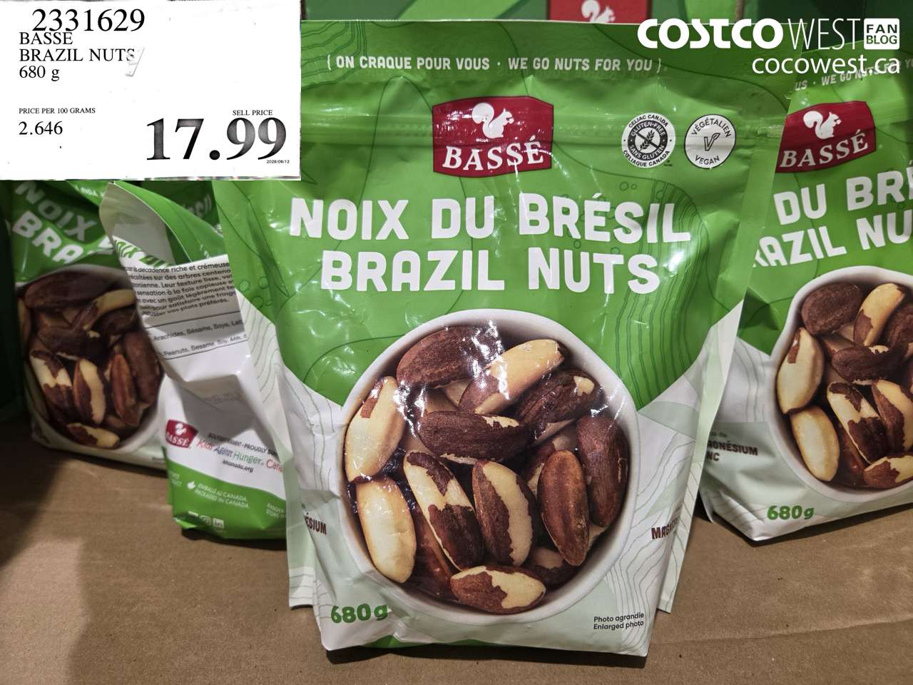 2331629 BASSE BRAZIL NUTS 680 G $17.99