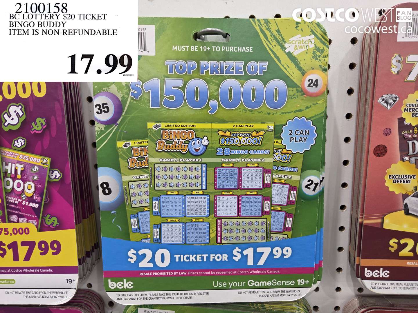 2100158 BC LOTTERY $20 TICKET BINGO BUDDY ITEM IS NON-REFUNDABLE $17.99