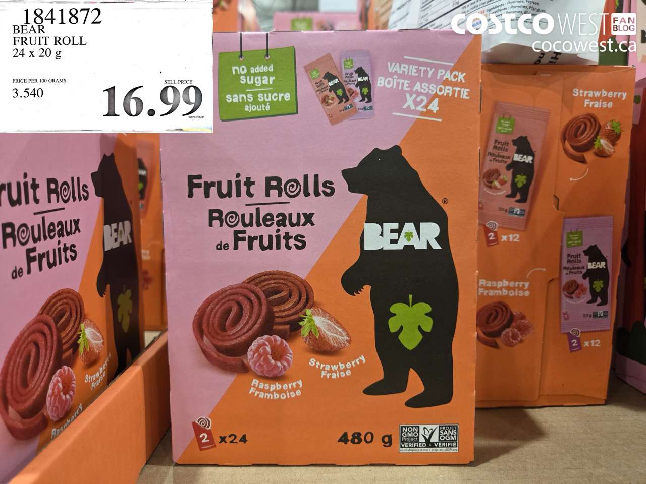 1841872 BEAR FRUIT ROLL 24 X 20 G $16.99
