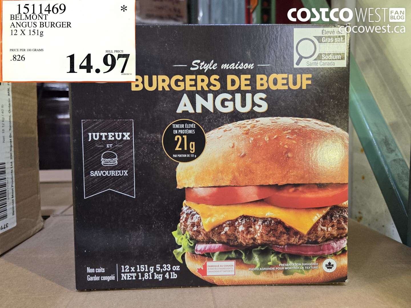 1511469 BELMONT ANGUS BURGER 12 X 151G $14.97