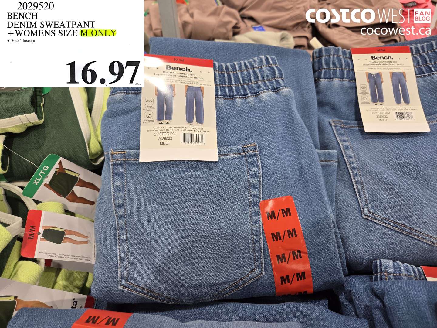 2029520 BENCH DENIM SWEATPANT WOMENS SIZE M ONLY $16.97