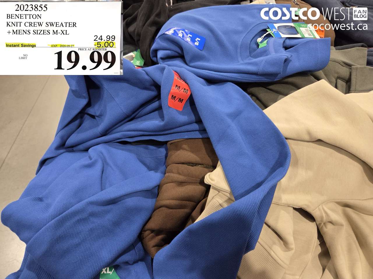 2023855 BENETTON KNIT CREW SWEATER MENS SIZES M-XL ($5.00 INSTANT SAVINGS EXPIRES ON 2026-09-27) $19.99