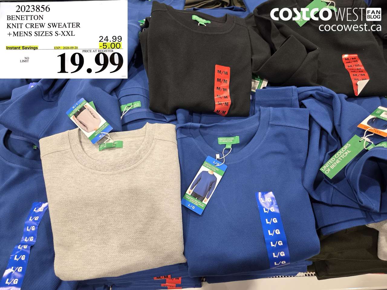 2023856 BENETTON KNIT CREW SWEATER MENS SIZES S-XXL ($5.00 INSTANT SAVINGS EXPIRES ON 2026-09-20) $19.99