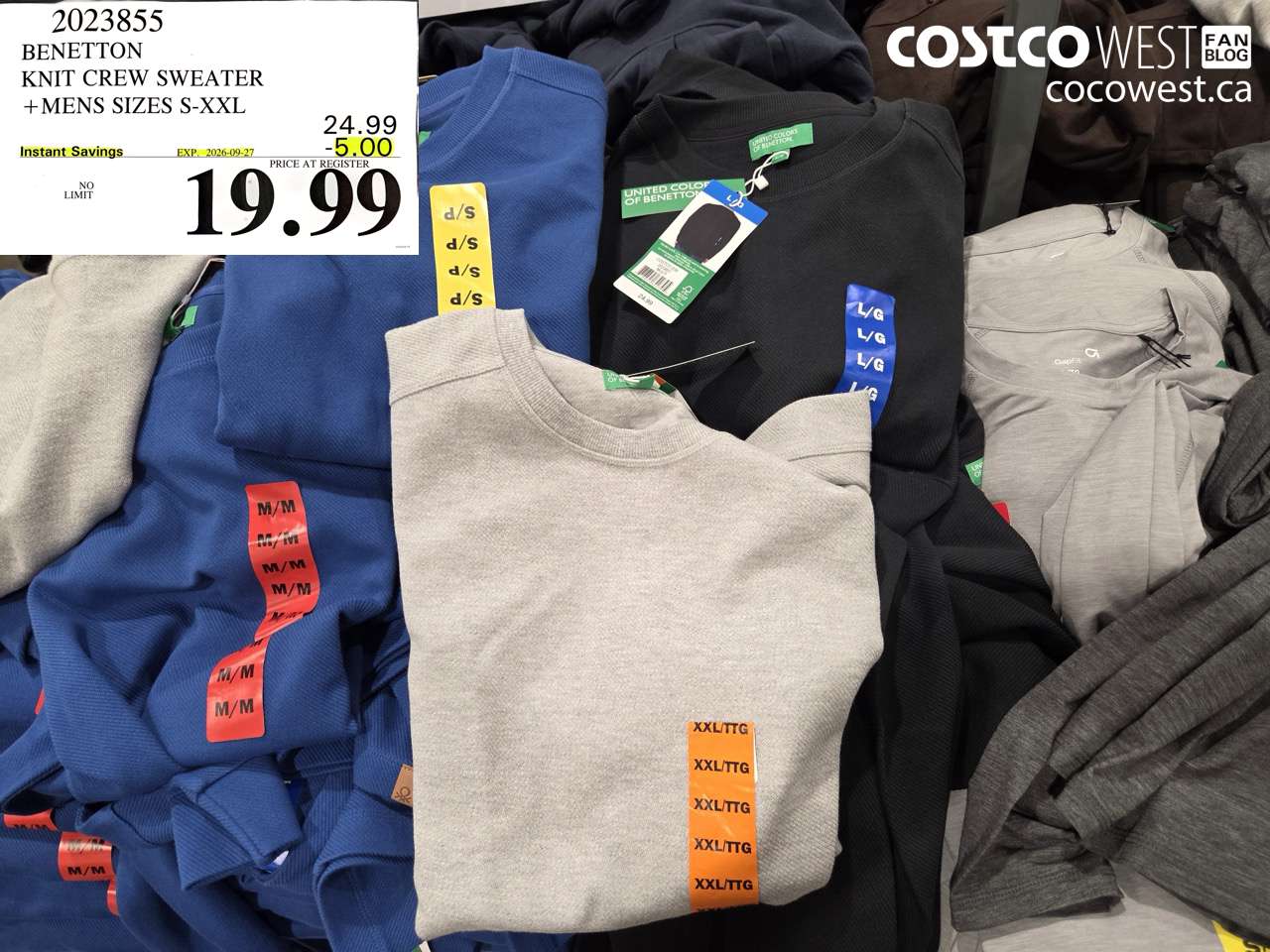 2023855 BENETTON KNIT CREW SWEATER MENS SIZES S-XXL ($5.00 INSTANT SAVINGS EXPIRES ON 2026-09-27) $19.99