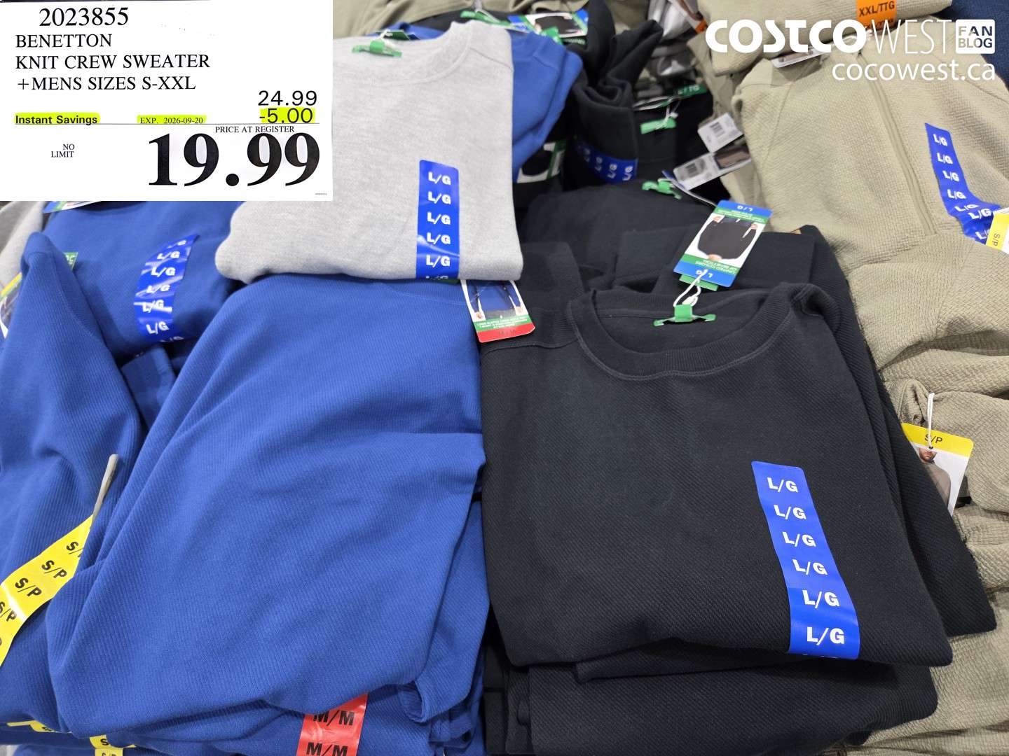 2023855 BENETTON KNIT CREW SWEATER + MENS SIZES S-XXL ($5.00 INSTANT SAVINGS EXPIRES ON 2026-09-20) $19.99