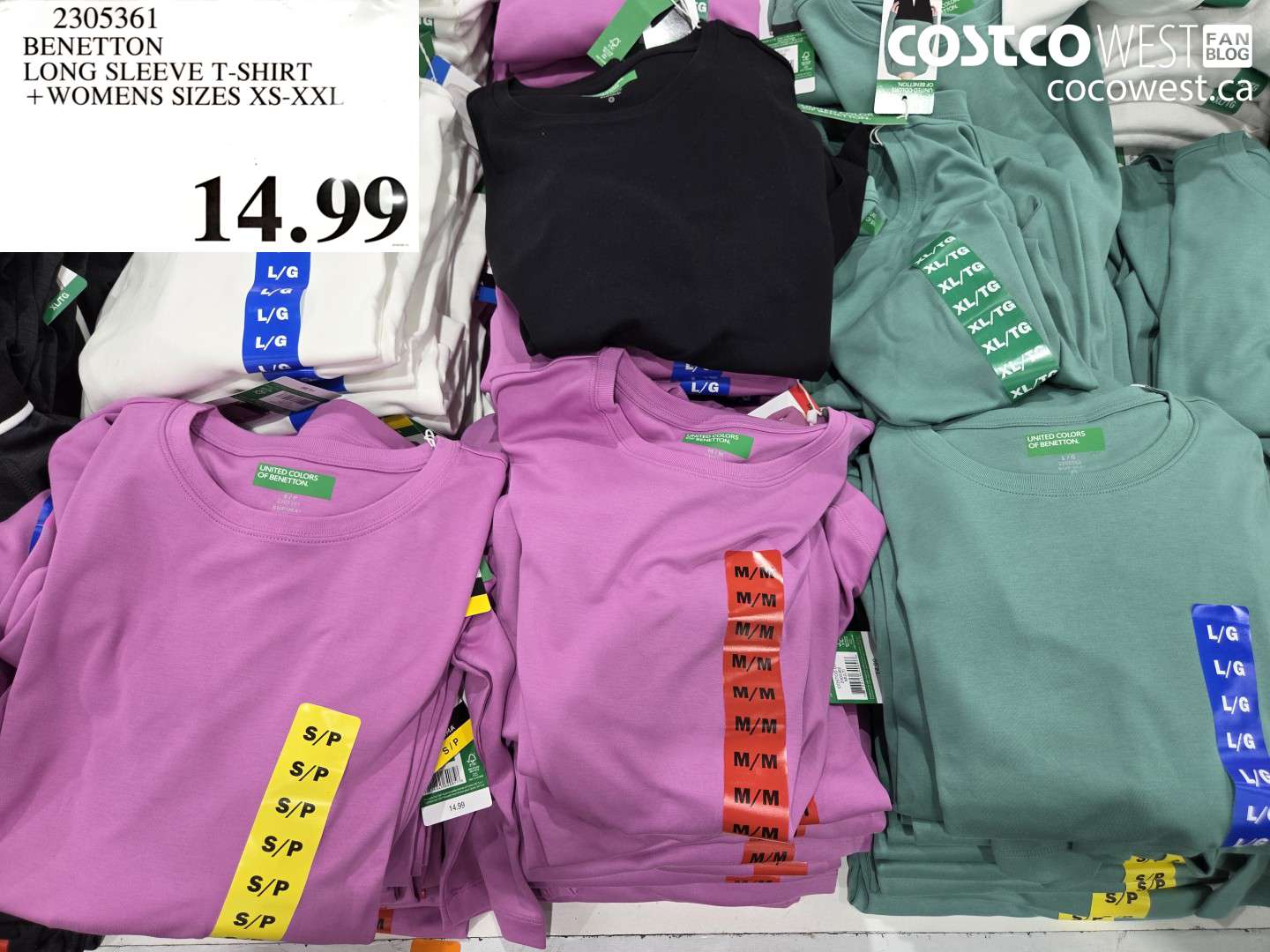 2305361 BENETTON LONG SLEEVE T-SHIRT + WOMENS SIZES XS-XXL $14.99