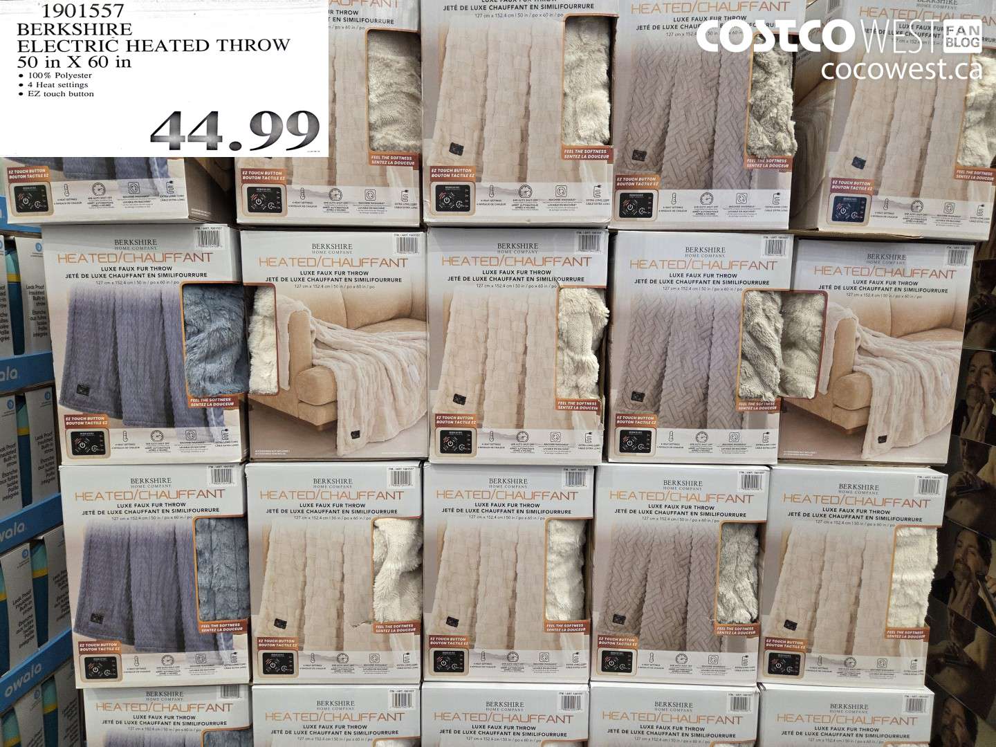 1901557 BERKSHIRE ELECTRIC HEATED THROW 50 IN X 60 IN $44.99